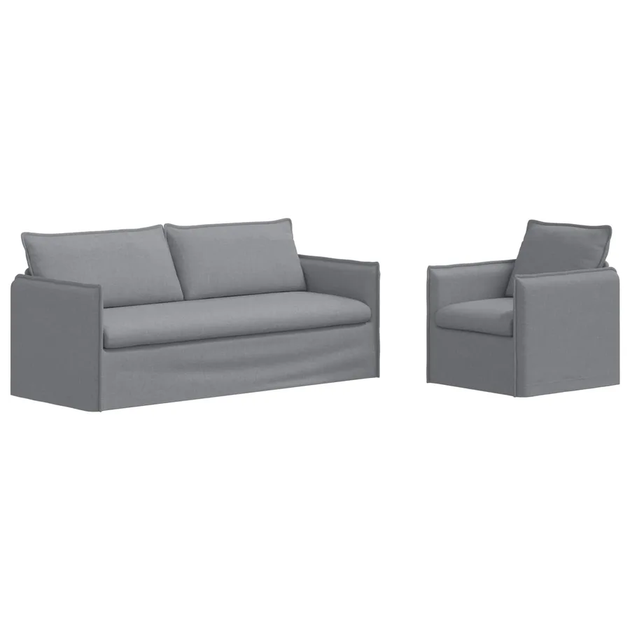 Ensemble de Canapés 2 pcs Gris clair 196 x 82 x 85 cm Tissu - 2