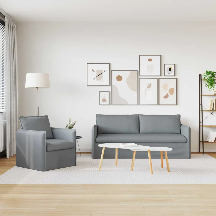 Ensemble de Canapés 2 pcs Gris clair 196 x 82 x 85 cm Tissu - 3