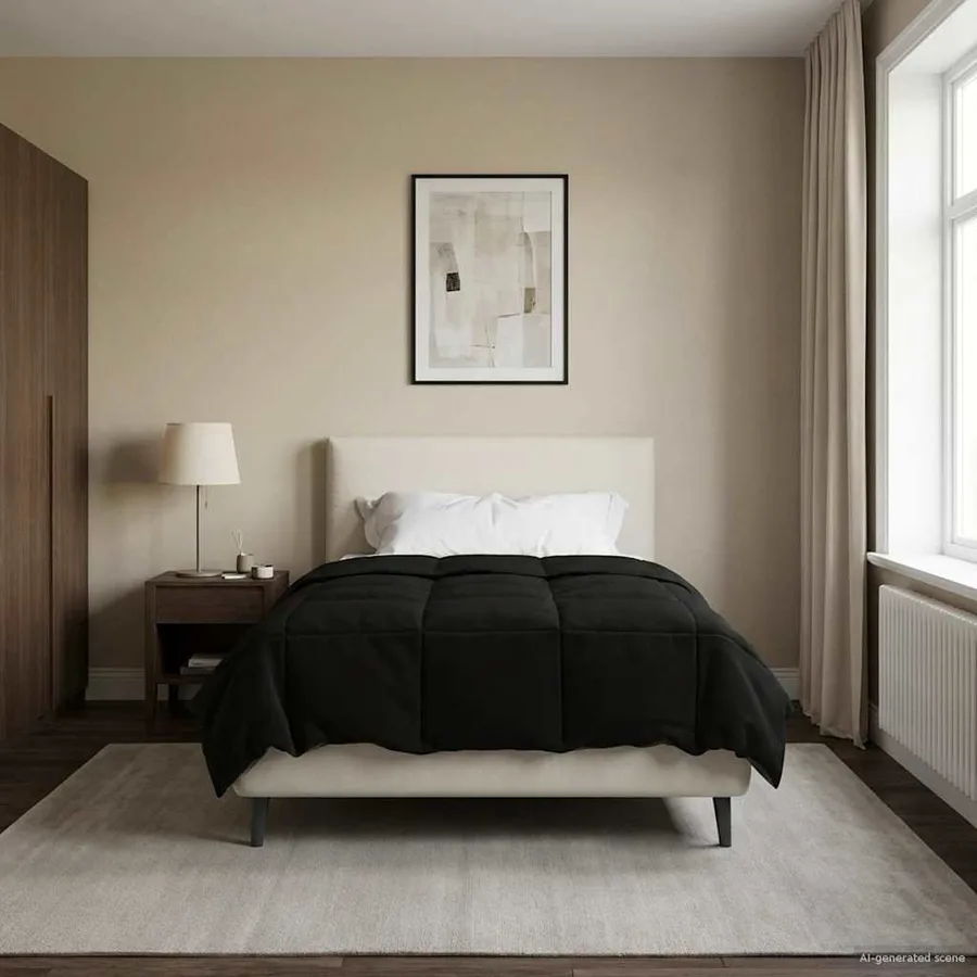 Duvet d'hiver Matelassé Noir 135 x 200 cm Microfibre - 4