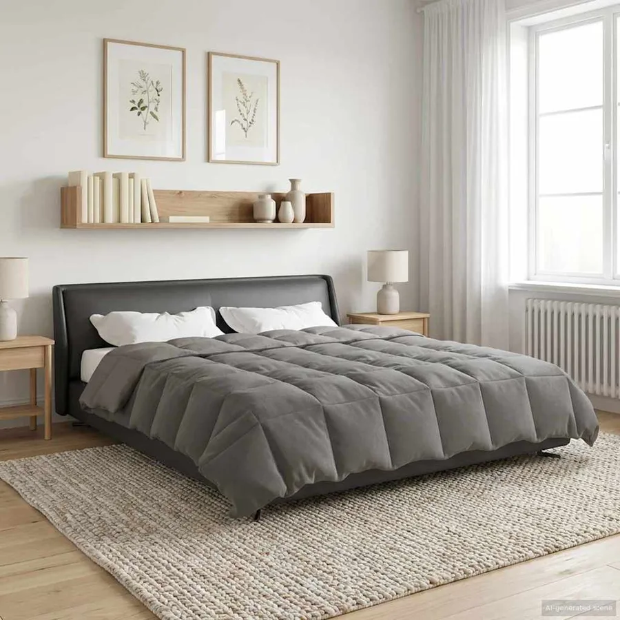 Duvet d'hiver Matelassé Gris clair 200 x 200 cm Microfibre - 4