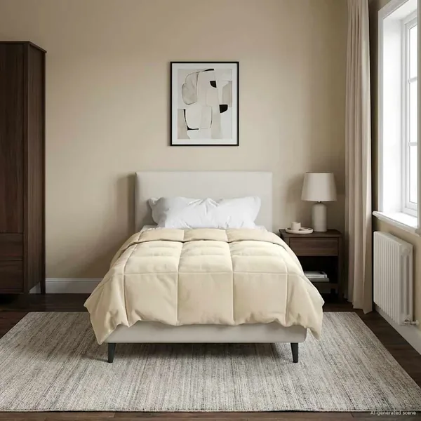 Duvet complet toute l'année Crème 140 x 200 cm Microfibre