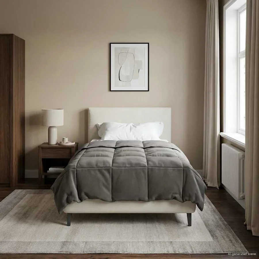 Duvet d'été simple Matelassé Gris clair 155 x 220 cm Microfibre