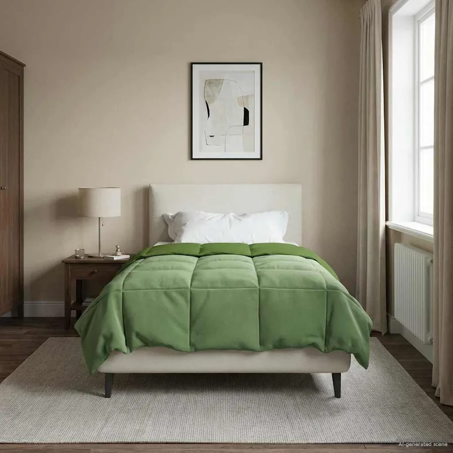 Duvet d'été simple Matelassé Vert 135 x 200 cm Microfibre - 4