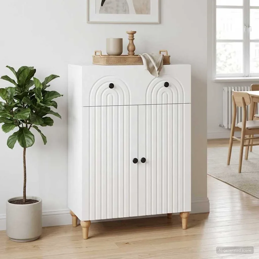 Buffet Blanc 66 x 34,5 x 90 cm Bois d'ingénierie
