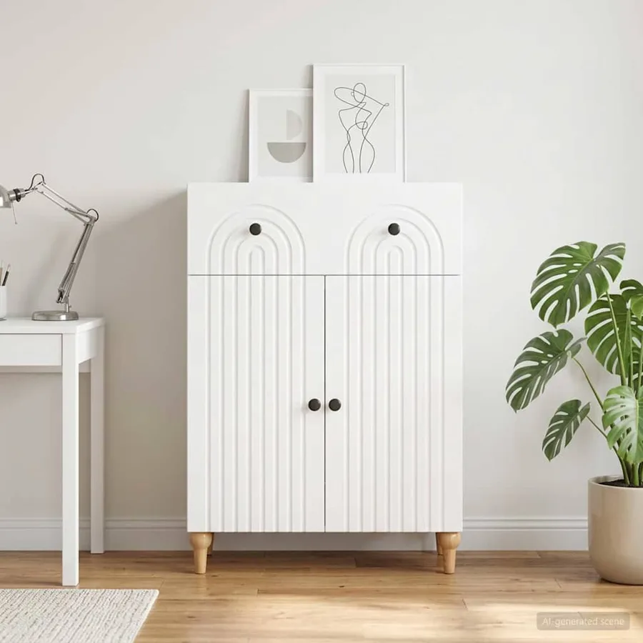 Buffet Blanc 66 x 34,5 x 90 cm Bois d'ingénierie - 4