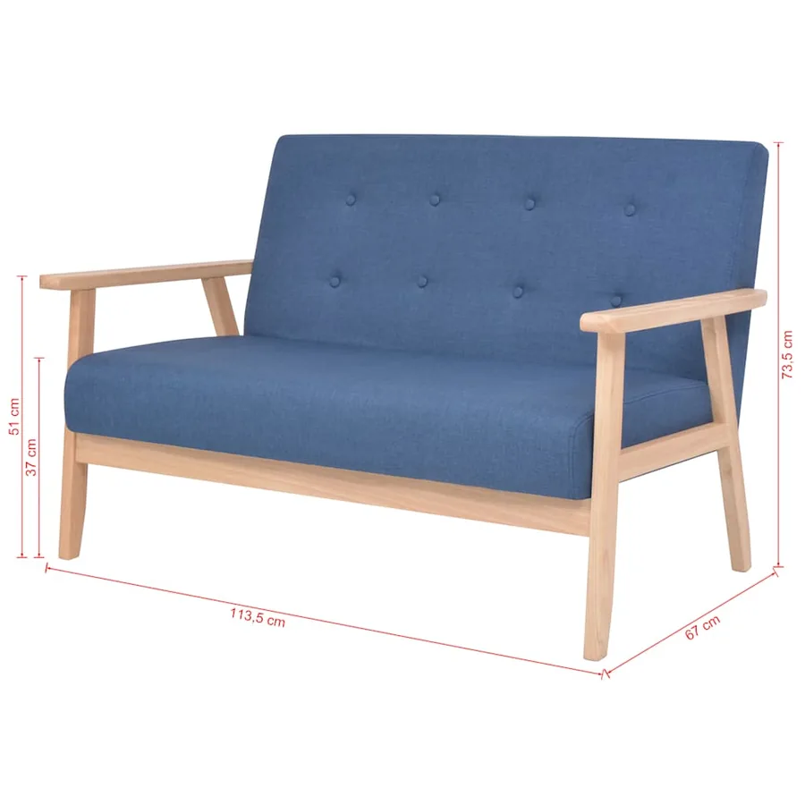 Ensemble de canapé 2 pcs Tissu bleu - 10