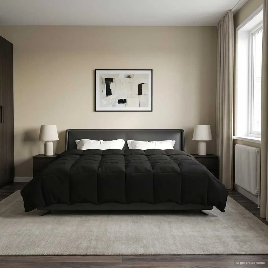 Duvet d'été simple Matelassé Noir 200 x 200 cm Microfibre