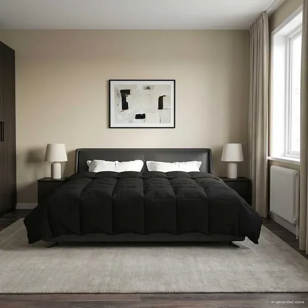 Duvet d'été simple Matelassé Noir 200 x 200 cm Microfibre