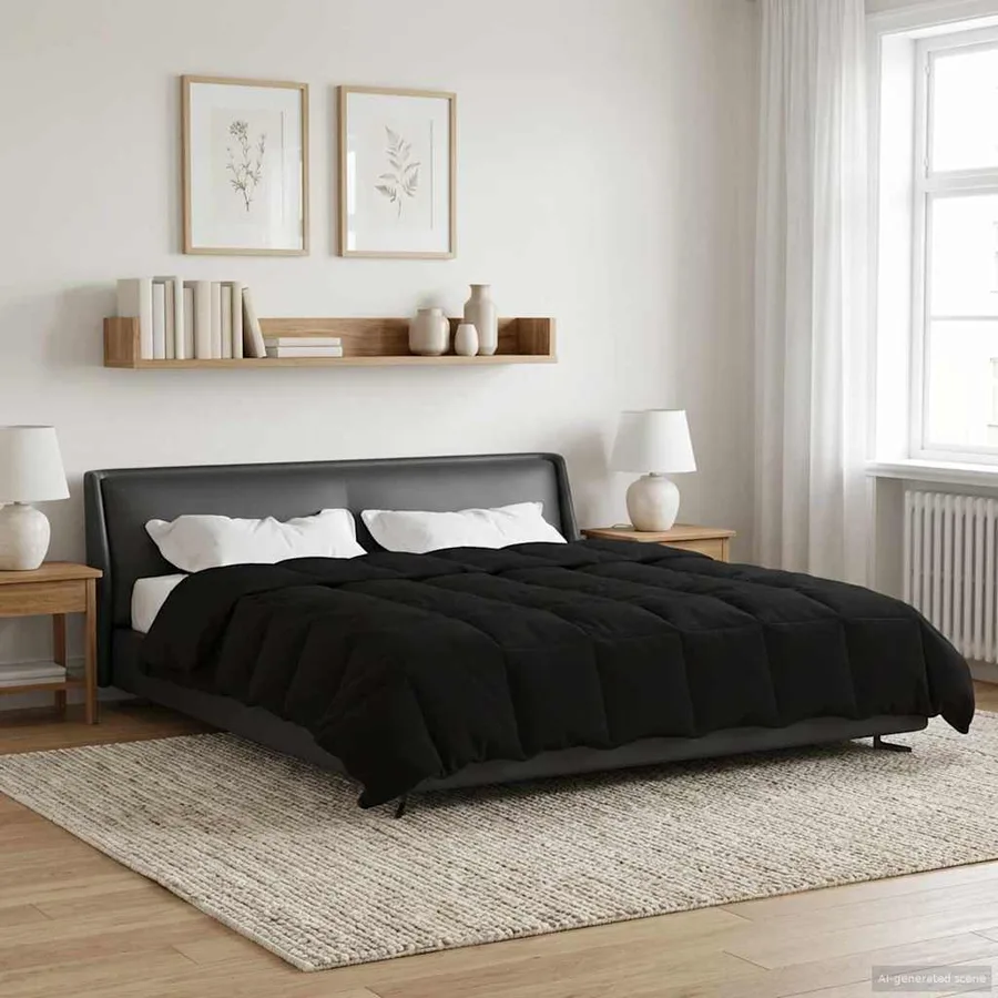 Duvet d'été simple Matelassé Noir 200 x 200 cm Microfibre - 4