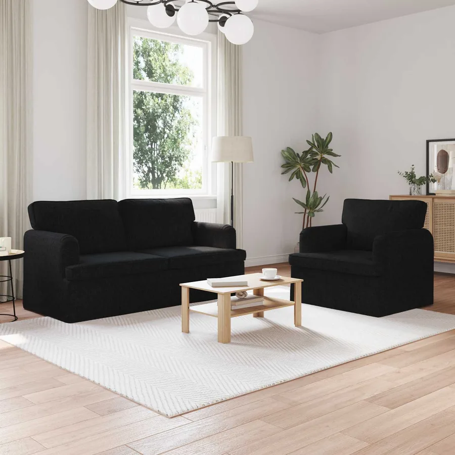Ensemble de Canapés 2 pcs Noir 162 x 80 x 85 cm tissu