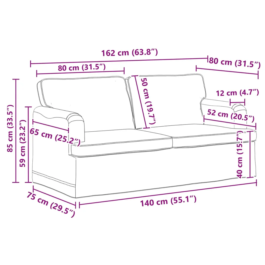 Ensemble de Canapés 2 pcs Noir 162 x 80 x 85 cm tissu - 10