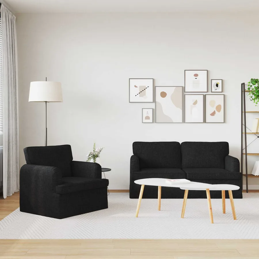 Ensemble de Canapés 2 pcs Noir 162 x 80 x 85 cm tissu - 3