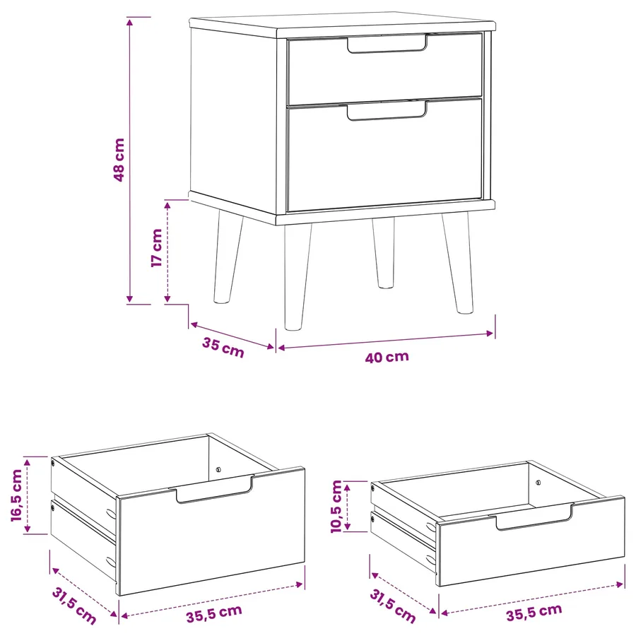 Table de chevet MOLDE Caramel 40 x 35 x 48 cm - 8
