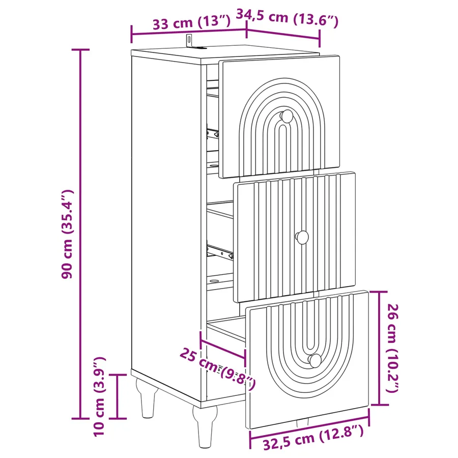 Armoire à tiroirs Sonoma gris 33 x 34,5 x 90 cm - 12