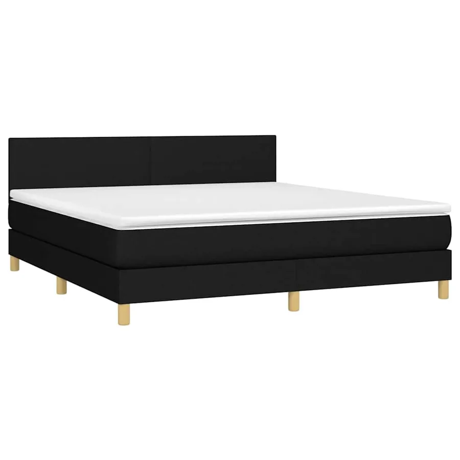 Sommier à lattes de lit avec matelas LED Noir 160x200 cm Tissu - 3