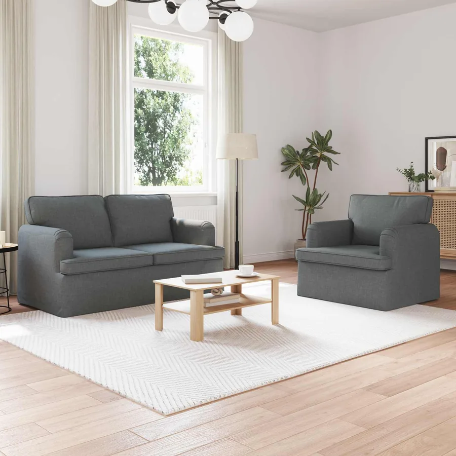 Ensemble de Canapés 2 pcs Gris foncé 144 x 80 x 85 cm tissu