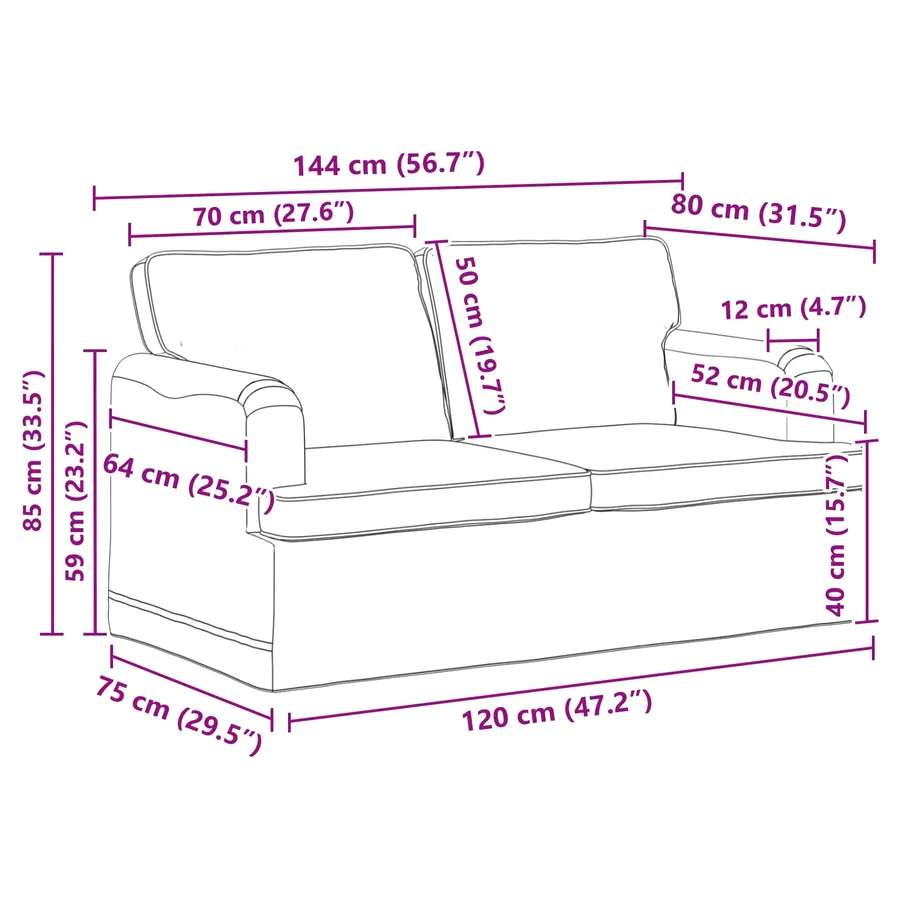 Ensemble de Canapés 2 pcs Gris foncé 144 x 80 x 85 cm tissu - 8