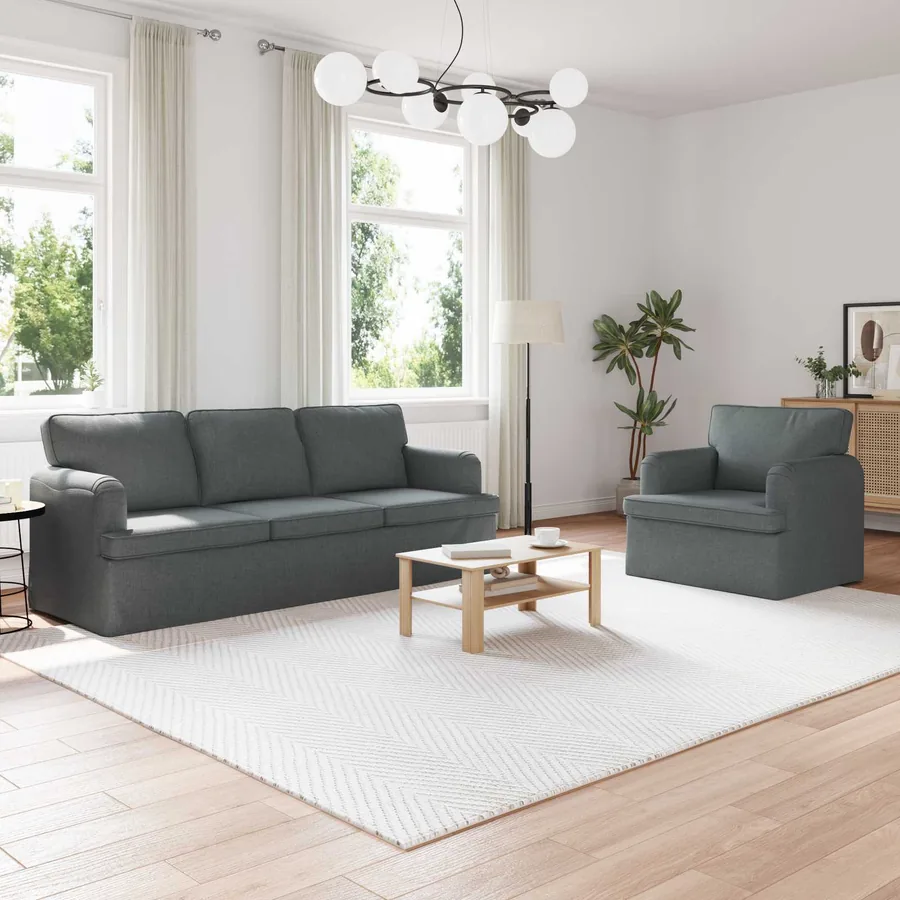 Ensemble de Canapés 2 pcs Gris foncé 201 x 80 x 85 cm tissu