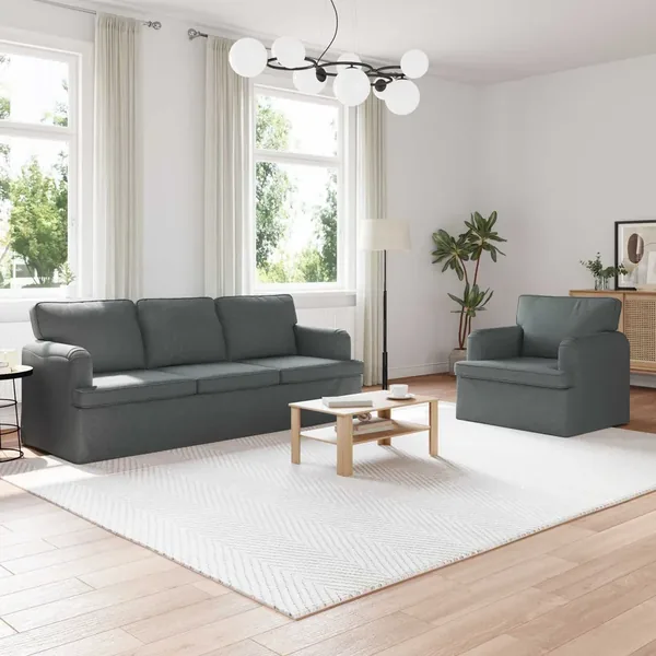 Ensemble de Canapés 2 pcs Gris foncé 201 x 80 x 85 cm tissu