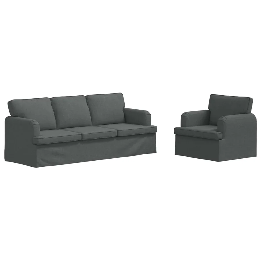 Ensemble de Canapés 2 pcs Gris foncé 201 x 80 x 85 cm tissu - 2