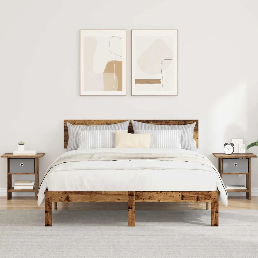 Table de chevet avec tiroir 2 pcs Bois ancien 41 x 40 x 45 cm