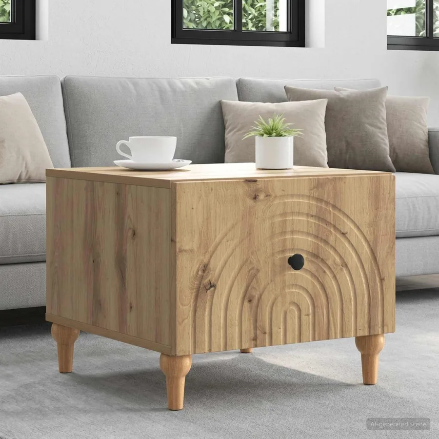 Table basse Chêne artisanal 49 x 50 x 40 cm Bois d'ingénierie