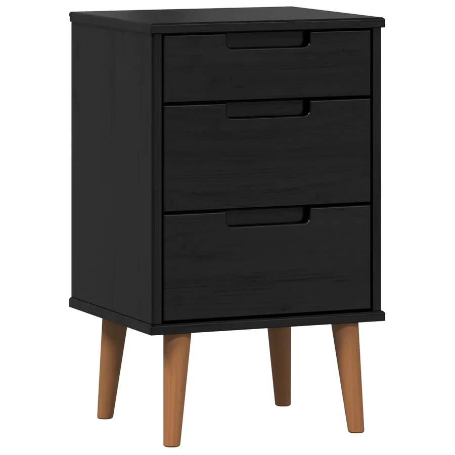 Table de chevet MOLDE Noir 40 x 35 x 65 cm Bois de pin massif - 2