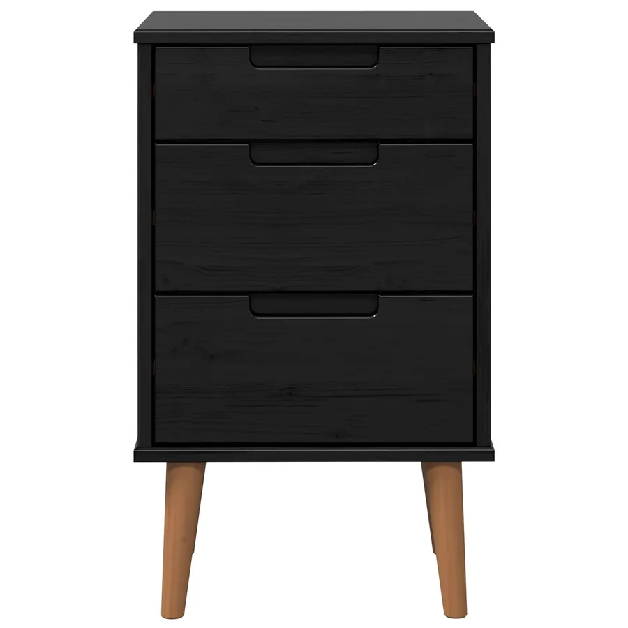 Table de chevet MOLDE Noir 40 x 35 x 65 cm Bois de pin massif - 5