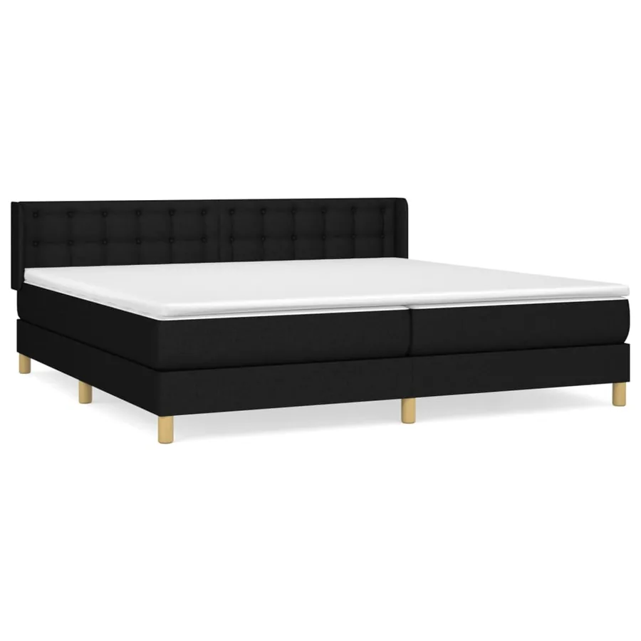 Sommier à lattes de lit avec matelas Noir 160x200 cm Tissu - 2