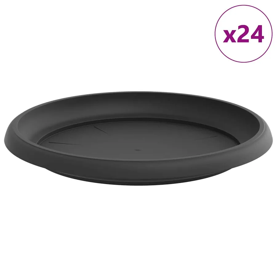 Plateau à fleurs rond 24 pcs Noir Ø 21,5 x 2,5 cm Plastique - 2