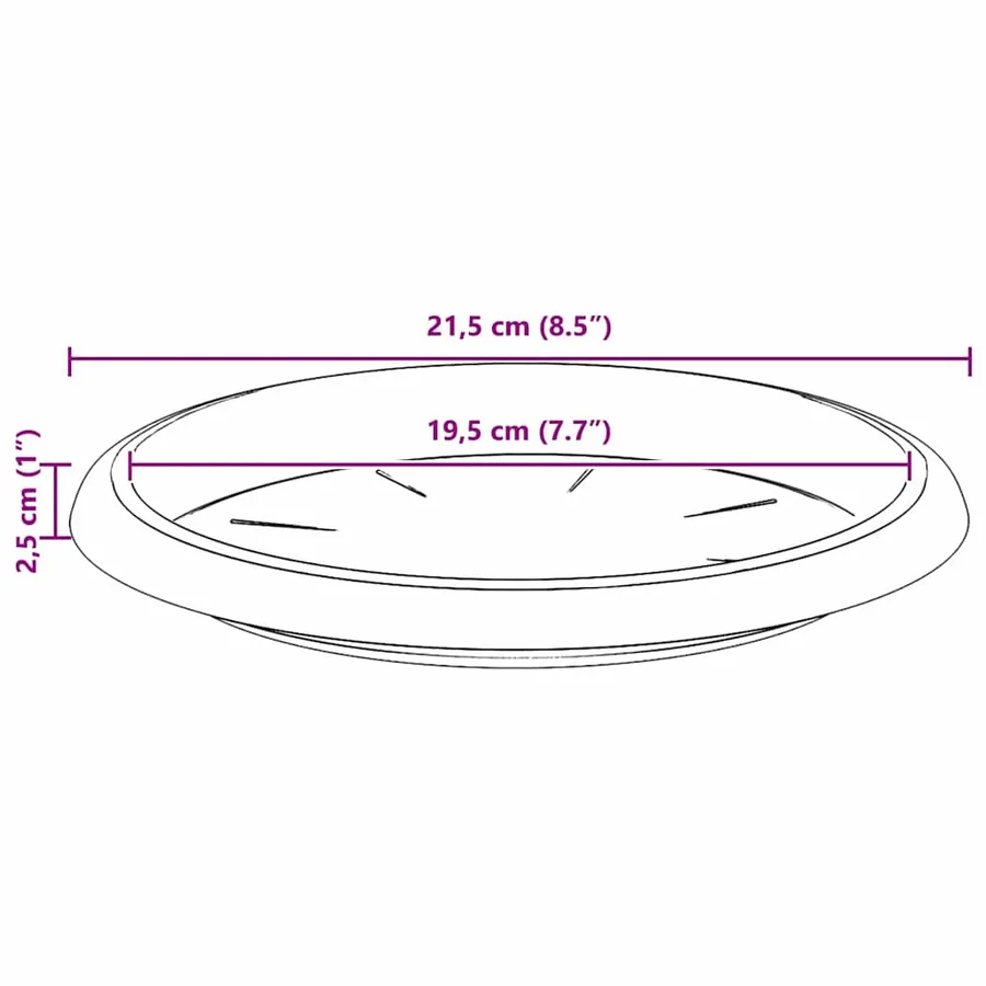 Plateau à fleurs rond 24 pcs Noir Ø 21,5 x 2,5 cm Plastique - 8