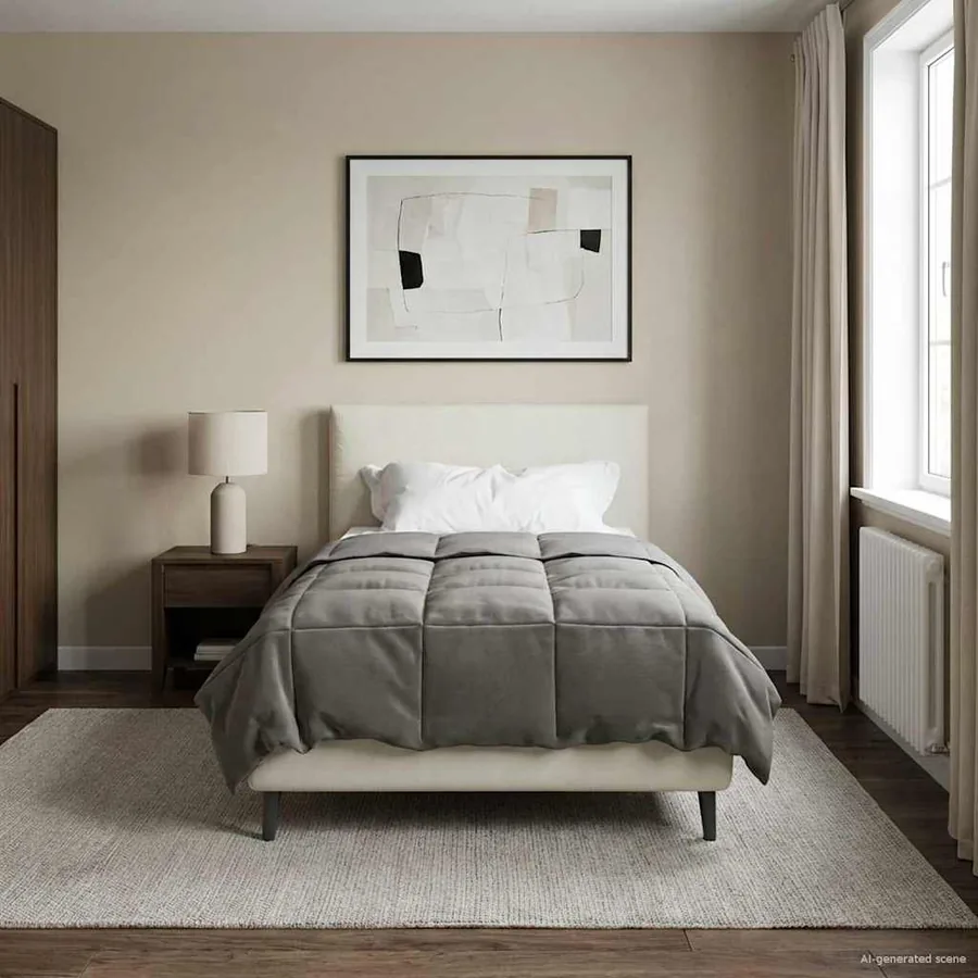 Duvet complet toute l'année Gris clair 155 x 200 cm Microfibre