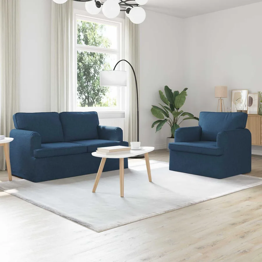 Ensemble de Canapés 2 pcs Bleu 144 x 80 x 85 cm tissu