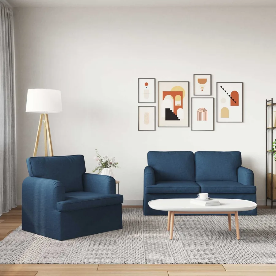 Ensemble de Canapés 2 pcs Bleu 144 x 80 x 85 cm tissu - 3