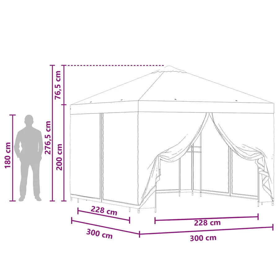 Abri de jardin avec parois 3 x 3 m Vert Polyester et Acier - 9