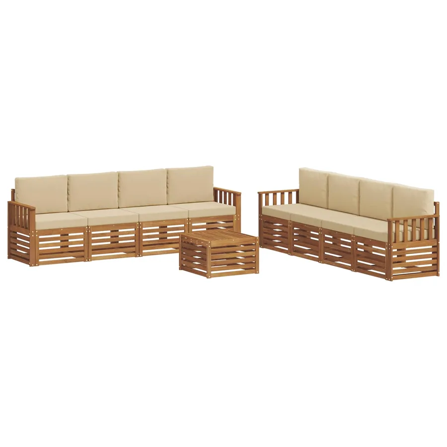 Ensembles de canapés avec coussin 9 pcs Naturel et Beige - 2