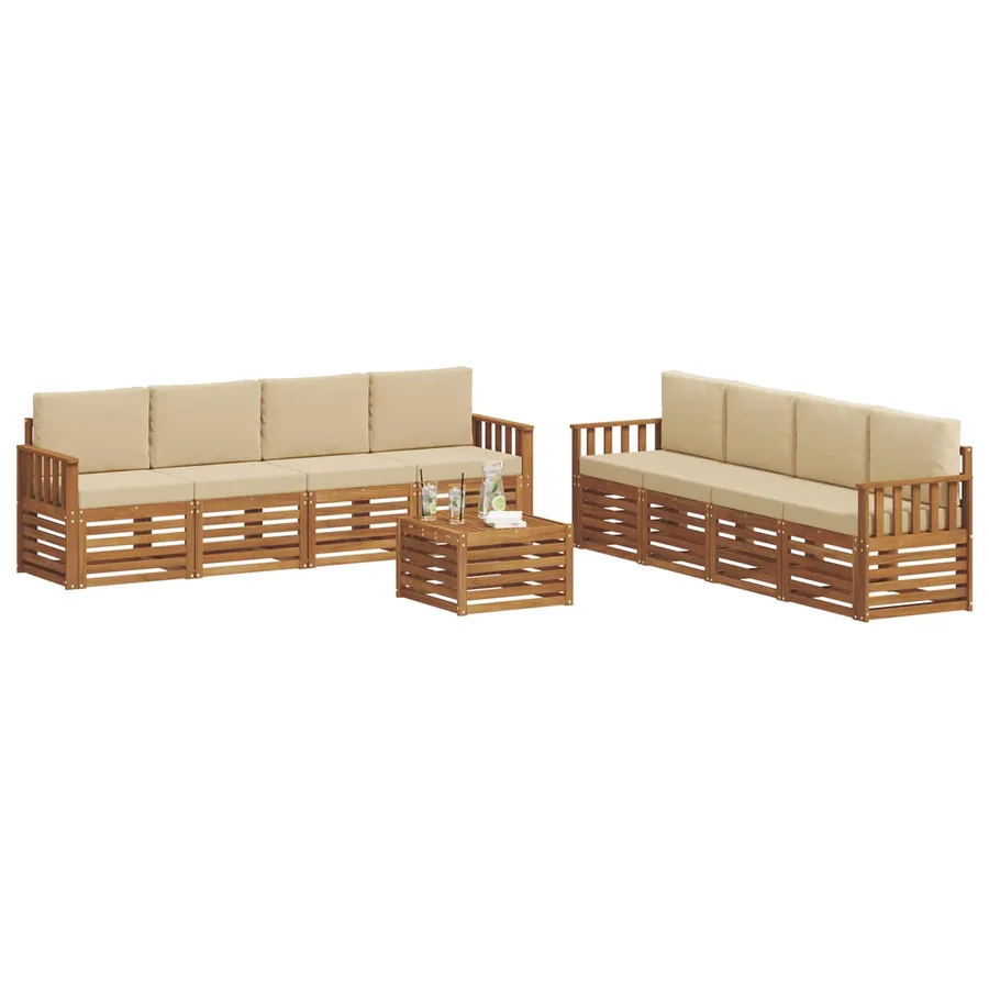 Ensembles de canapés avec coussin 9 pcs Naturel et Beige - 3