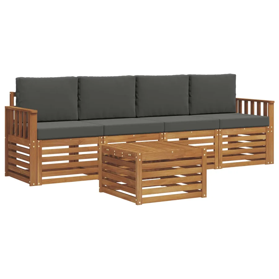 Ensemble de canapés d'extérieur 5 pcs Naturel et Anthracite - 2