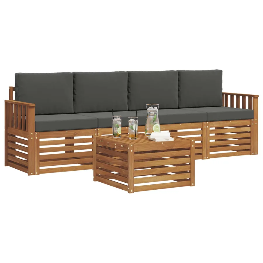 Ensemble de canapés d'extérieur 5 pcs Naturel et Anthracite - 3
