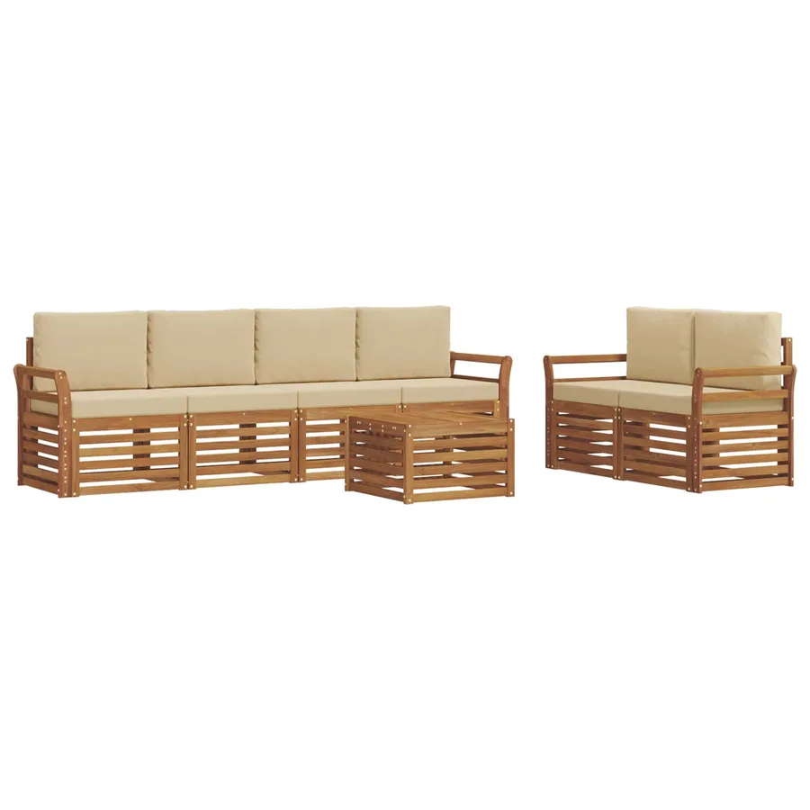 Ensemble de canapés d'extérieur 7 pcs Naturel et Beige - 2