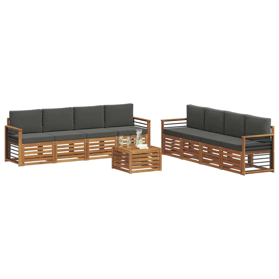 Ensembles de canapés avec coussin 9 pcs Naturel et Anthracite - 3