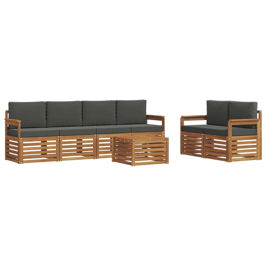 Ensemble de canapés d'extérieur 7 pcs Naturel et Anthracite - 2