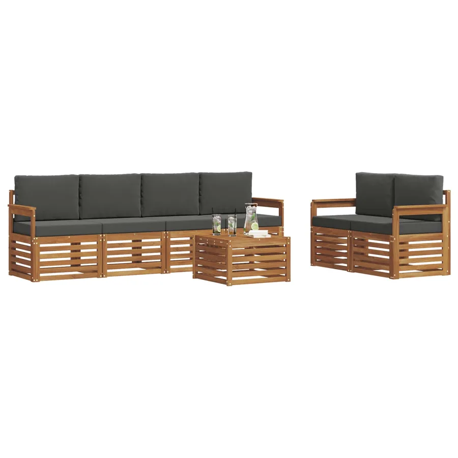 Ensemble de canapés d'extérieur 7 pcs Naturel et Anthracite - 3