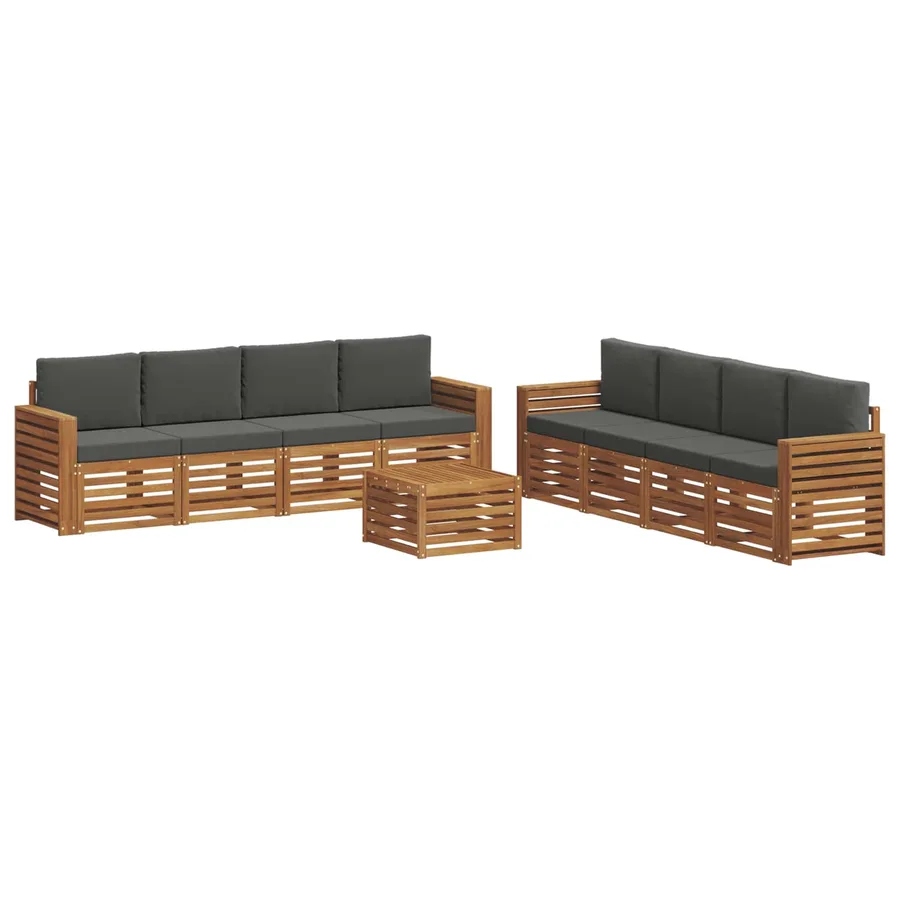 Ensembles de canapés avec coussin 9 pcs Naturel et Anthracite - 2