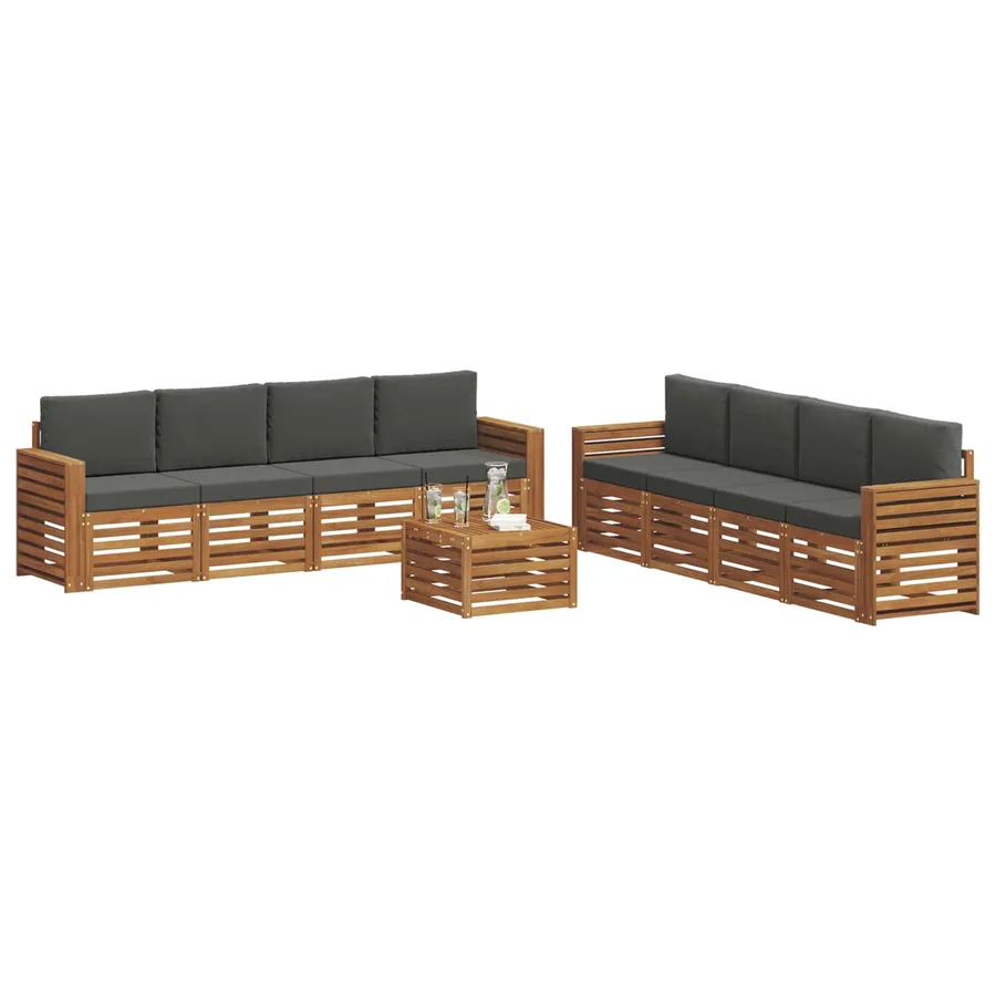 Ensembles de canapés avec coussin 9 pcs Naturel et Anthracite - 3