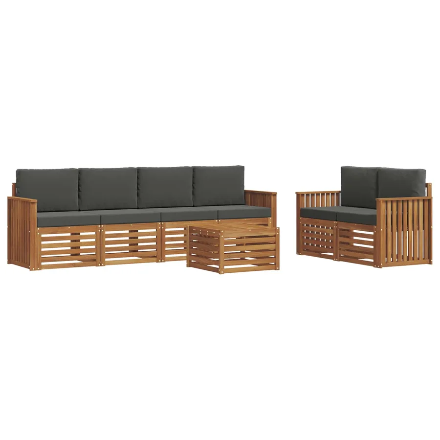 Ensemble de canapés d'extérieur 7 pcs Naturel et Anthracite - 2