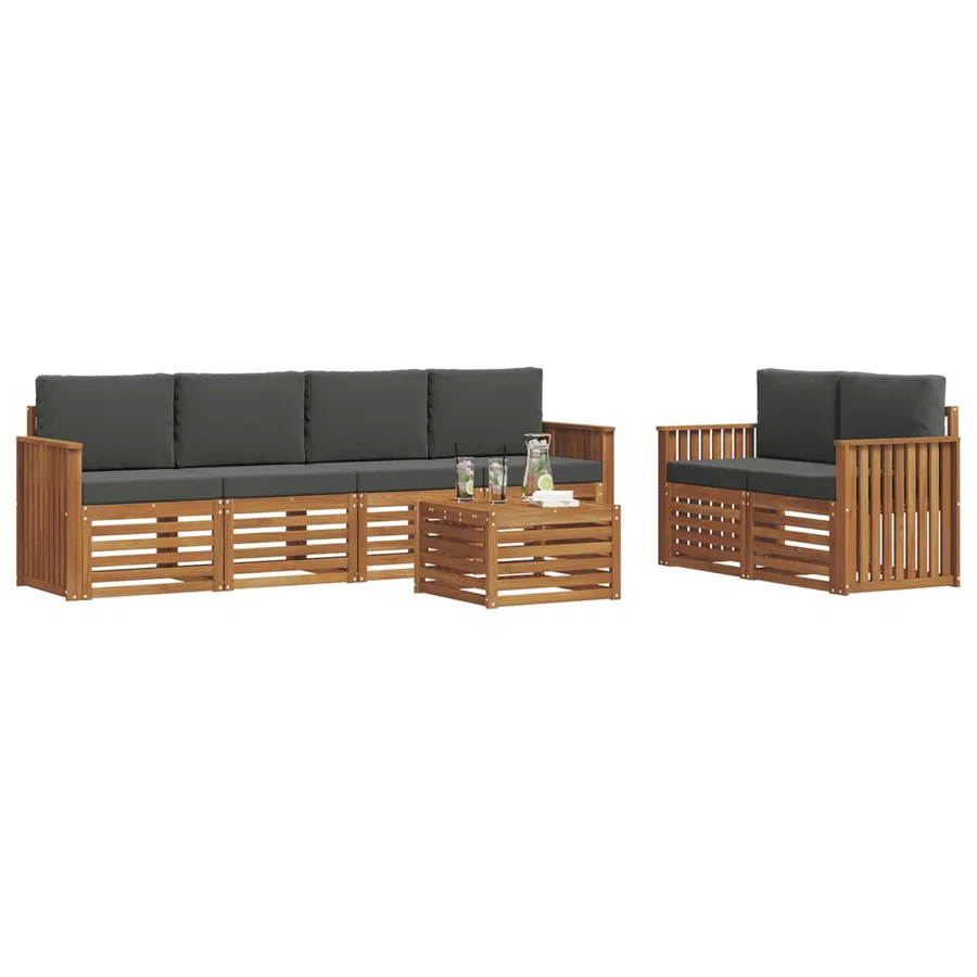 Ensemble de canapés d'extérieur 7 pcs Naturel et Anthracite - 3