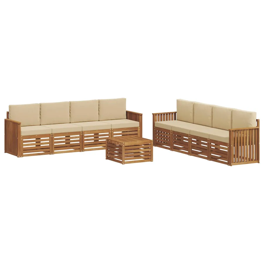 Ensembles de canapés avec coussin 9 pcs Naturel et Beige - 2