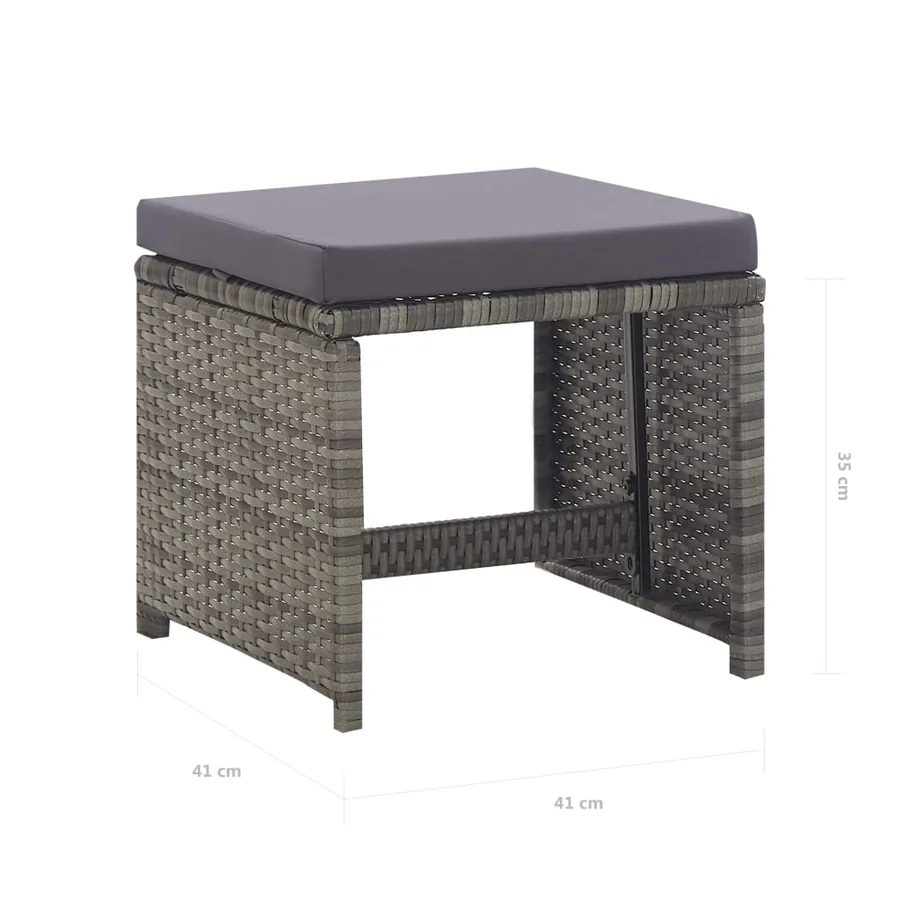 Salon de jardin 13 pcs Résine tressée bois d'acacia Anthracite - 15