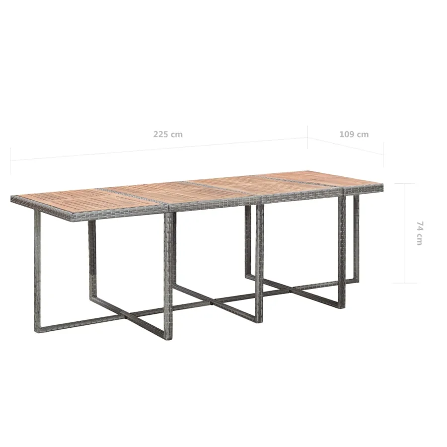 Salon de jardin 13 pcs Résine tressée bois d'acacia Anthracite - 16